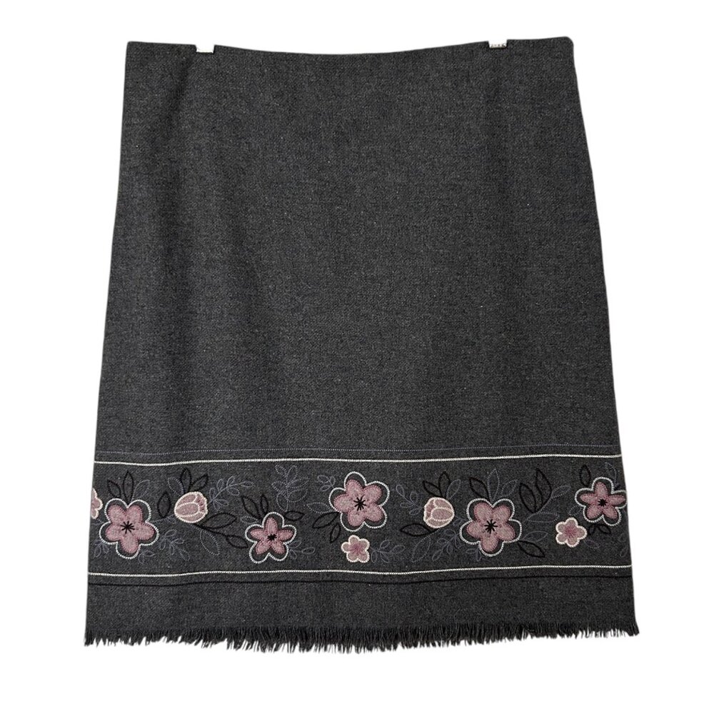 Ann Taylor Loft‎ Embroidered Applique Floral Wool Blend Skirt (14)